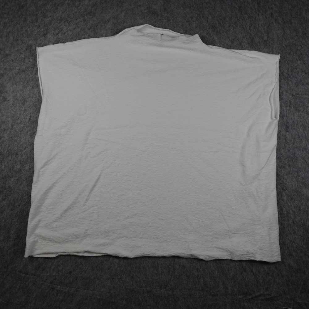 Eileen Fisher Top Women 2X White Cotton Textured Boxy Short Sleeve Poncho